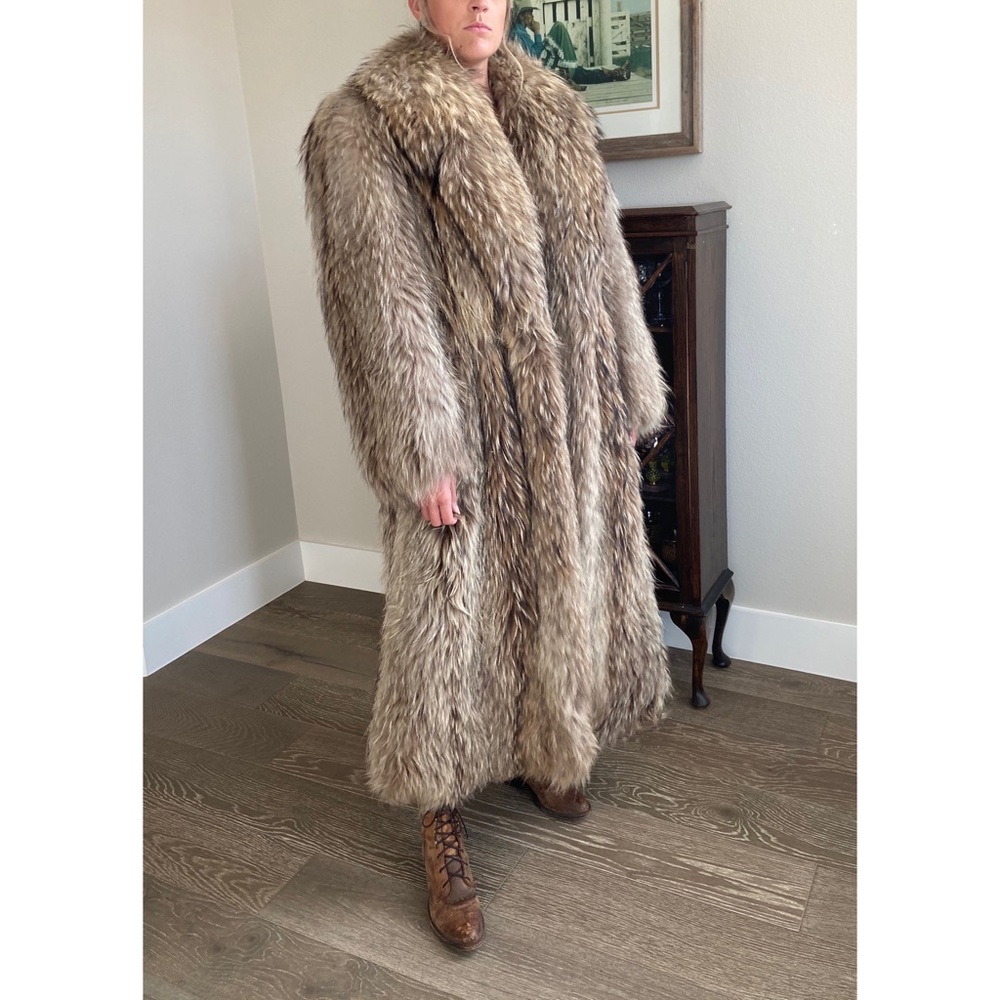 Vintage authentic genuine raccoon fur coat